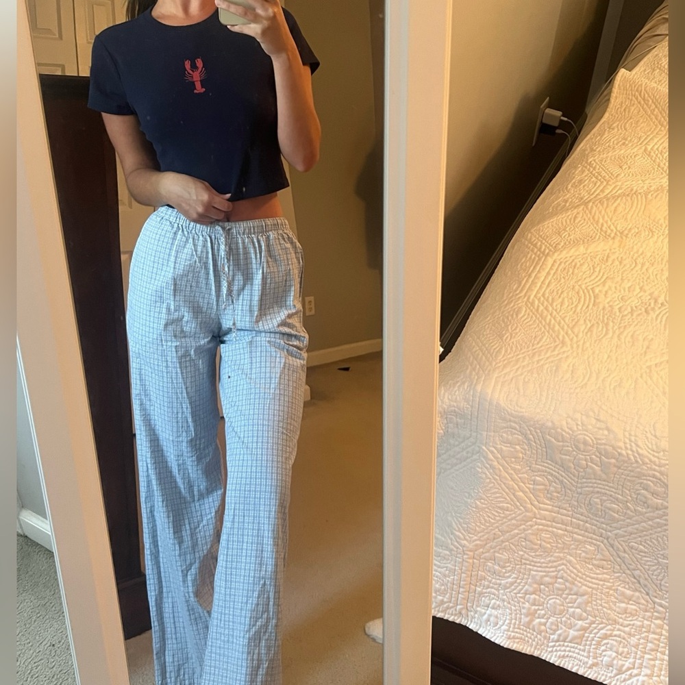 John Galt Plaid pants and lobster crop top